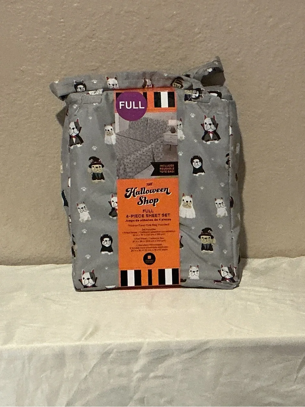 The Halloween Shop Grey Halloween Puppy Print Full Sheet Set